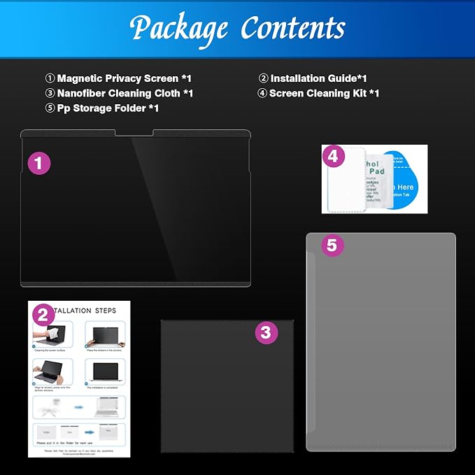 PYS Magnetic Privacy Screen for Microsoft Surface Laptop 5/4/3/2/1 - Detachable 13.5 Inch Privacy Screen Protector, Matte Finish Anti-Glare