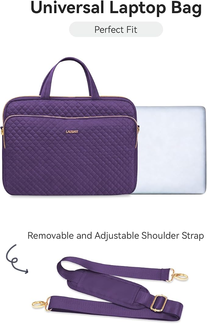 Laptop Case Bag Women Men Computer Sleeve Compatible with MacBook/Dell/HP/Acer/ASUS, Waterproof Shoulder Carrying Briefcase, Purple, 17-17.3 Inch