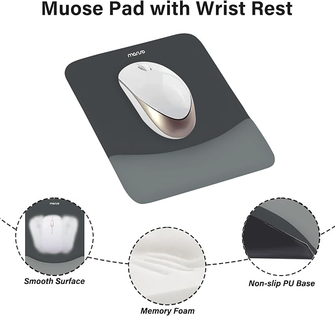 MOSISO Wrist Rest Support for Mouse Pad&Keyboard Set, Rectangular Ergonomic Mousepad Non-Slip Base Home/Office Pain Relief&Easy Typing Pad with Neoprene Cloth&Raised Silicone Lining, Slate Gray