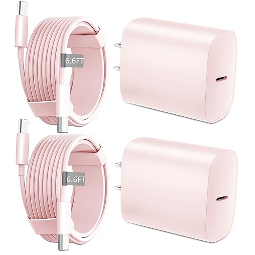 Phone 17 16 15 Charger Fast Charging Type C Chargers USB C Fast Charger Block & Phones 17 Charger Cord 6.6FT Long USB C Charging Cable for i.Phone 17/17 Pro/17 Pro Max/Air/Phone 16 15 Pro Max,Pink