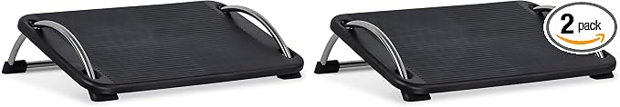 Mount-It! Under Desk Footrest Adjustable Tilt Foot Rest Under Desk (Up to 15°) with Chrome Legs, Ergonomic Office Foot Stool Under Desk with Non Slip Platform for Home Office & Workstation(Pack of 2)