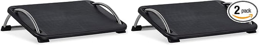 Mount-It! Under Desk Footrest Adjustable Tilt Foot Rest Under Desk (Up to 15°) with Chrome Legs, Ergonomic Office Foot Stool Under Desk with Non Slip Platform for Home Office & Workstation(Pack of 2)