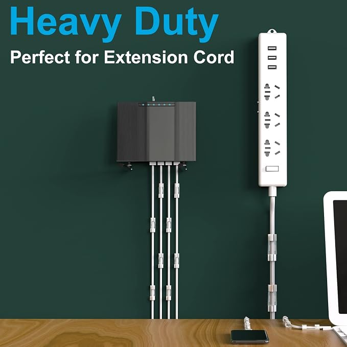 Cable Management Clips Black (Assorted Sizes, 60 PCS), Adhesive Cord Organizer for Wall, Upgraded Wire Holder Electric Wires, LED Light, Dash Cam, HDMI, Power Cable, M&L