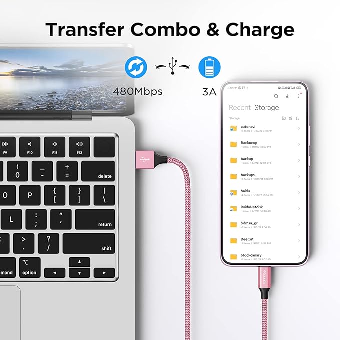 etguuds USB to USB C Cable 3ft, 2-Pack USB A to Type C Charger Cord Fast Charging for Samsung Galaxy A17 A16 A15 A26 A36 A56, S25 S24 S23 S22 S21 S20 S10 Note 20, for iPhone 17 16 15, Moto, Pink