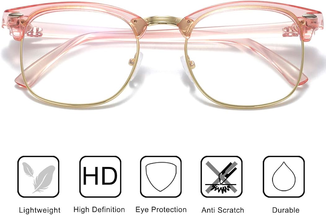 Fashion Vintage Classic Semi-Rimless Half Frame Clear Lens Glasses