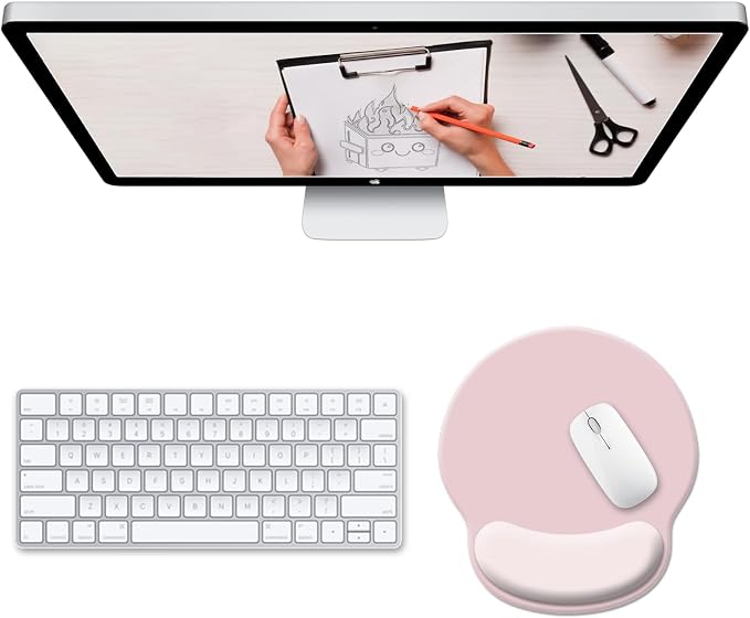 Hancynir Ergonomic Mouse Pad with Wrist Rest, Cute Mouse Pads Wrist Support, Gaming Mousepad for Desk Laptop Computer with Pain Relief Non-Slip PU Base for Desk Accessories Office Decor Supplies