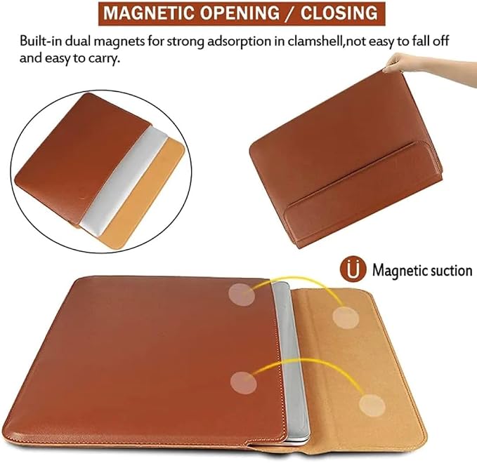 Brown Laptop Sleeve 11-13.3 Inch ONLY MacBook Air 13.3" 13.6" Pro 13.3" A1466 A1932 A2179 A2337 A2681 A3113 Dell XPS 13 HP EliteBook 830 Lenovo Yoga Pro Business, Not for 14-16”