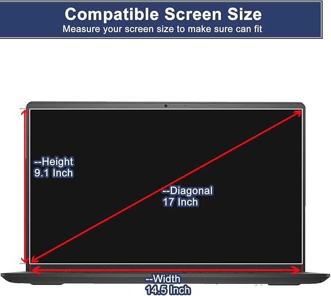 LG Gram 17" Laptop Screen Privacy Shield - 17 Inch Widescreen Display, Anti Blue Light Glare Filter, Anti-Scratch Screen Protector