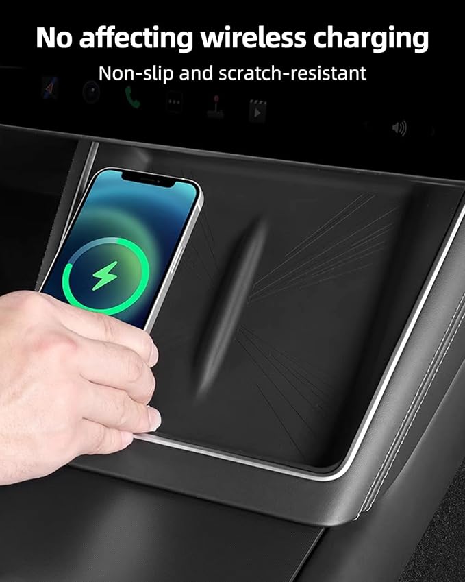 Model 3 Centre Control Wireless Charging Mat，Center Console Wireless Charger Pad Compatible with Tesla Highland Model 3 2024 2025 2026