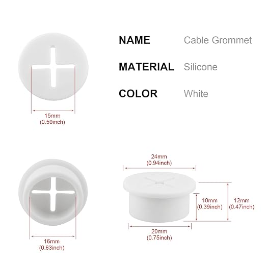Desk Grommet,3/4 Inch Flexible Rubber Grommets, Silicone Cable Cord Grommet Wire Hole Cover for Desk, Table and Other Furnitures(12Pack)