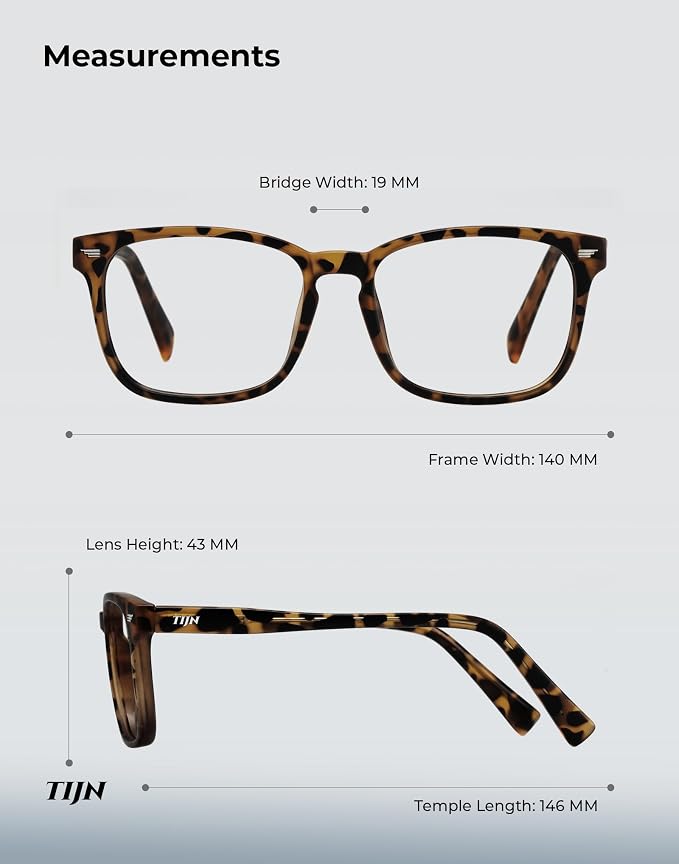 TIJN Premuim Blue Light Blocking Glasses for Women Men Square Frame Nerd Eyeglasses Anti Blue Ray Computer Screen Glasses