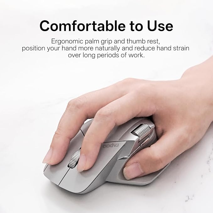 Rapoo MT760 PRO Wireless Mouse, NearLink + Bluetooth 5.0 Multi-Device, 12K DPI, 2K Polling, Ergo for Work & Gaming, 11 Programmable Buttons, On-Board Memory, Quiet Clicks, USB-C, 120 Days Battery Life
