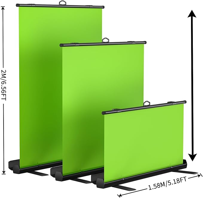 WASJOYE Green Screen Background with Stand, 62.2 x 79 in Portable Collapsible Chroma Key Backdrop, Auto-Locking Wrinkle-Resistant Photography Background for Video, Live Game, Photography Studio