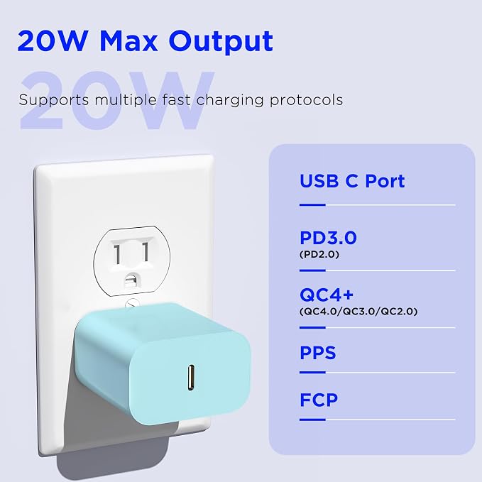 iPhone 17 16 15 Charger Fast Charging,2Pack 20W Apple iPad USB C Wall Chrager Block with 6FT USB C to C Cable for iPhone 17/Pro/Pro Max/17 Air/ 16/16 Pro/16 Pro Max/15/Plus/Pro/Pro Max (Green)