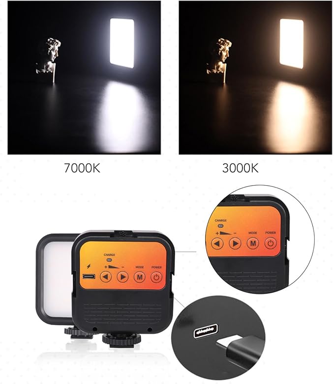 Mini Portable Clip on Fill Light, LED Rechargeable Selfie Light, Dimmable 3000k to 7000k, 1200 Mah High Capacity Battery, Suitable for Selfies,Video Conferencing,Photography