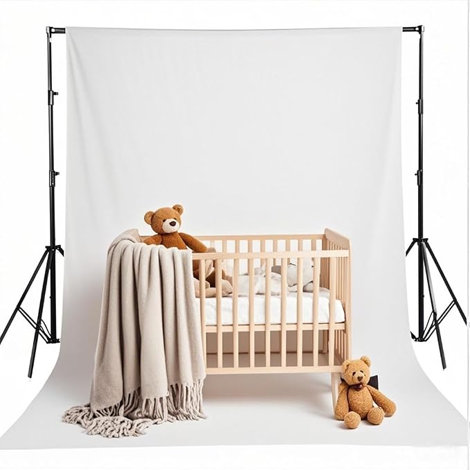 6X9 ft Photo Backdrop White Backdrop for Photoshoot, Non-Reflective Soft White Backdrop for Home Studio, Baby Photography, YouTube Content & Live Streaming（only 1x Background）