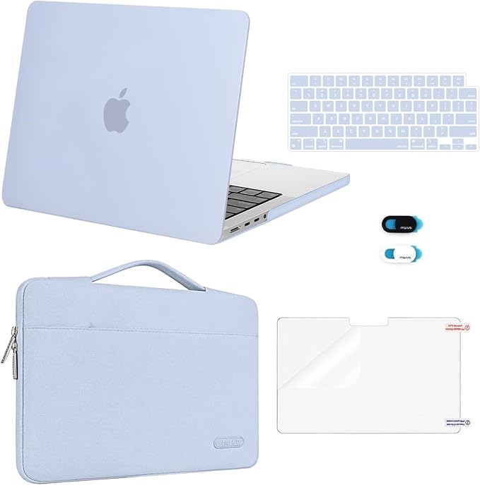 MOSISO Compatible with MacBook Pro 14 inch Case M5 2026 M4 M3 M2 M1 2025-2021 A3427 A3426 A3434 A3112 A3185 A3401 A2918 A2992 A2779 A2442, Case&Bag&Keyboard Skin&Webcam Cover&ScreenFilm, Pastel Blue