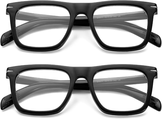 Trendy Square Blue Light Blocking Glasses for Men Women, Fashion Frame Non-prescription Computer Glasses (Black+Black)