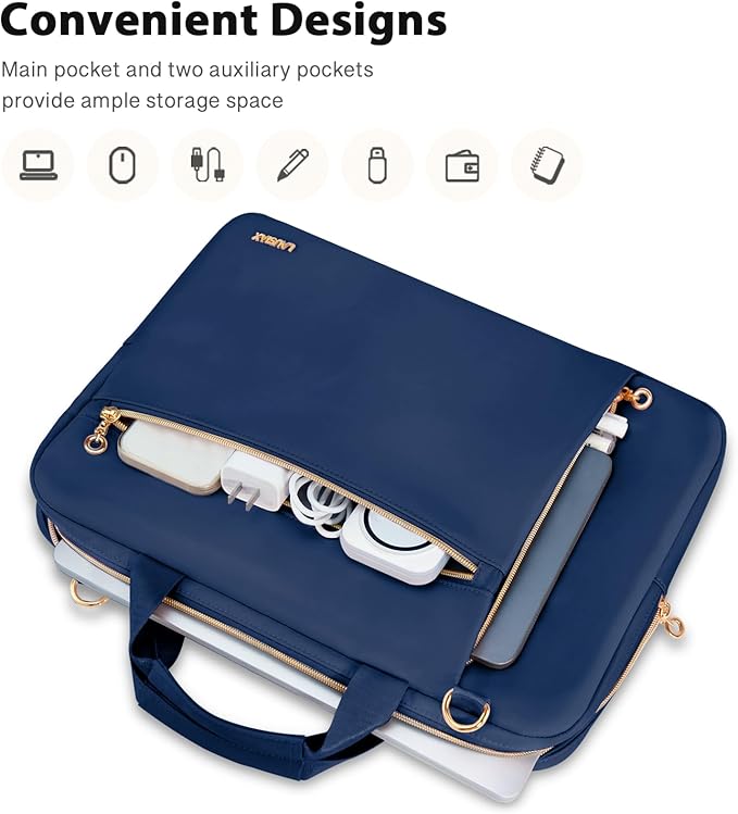 Laptop Case Bag Women Men Computer Sleeve Compatible with MacBook/Dell/HP/Acer/ASUS/LG, Waterproof Shoulder Carrying Briefcase, Blue, 17-17.3 Inch