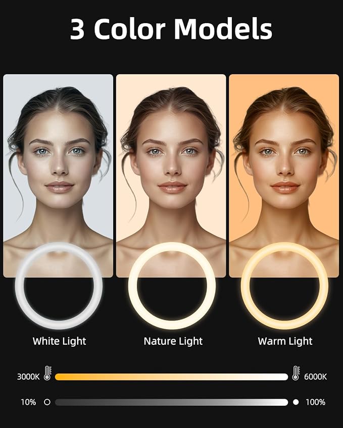 TODI 12" Ring Light with 63" extendable Tripod Stand, Selfie RingLight with Phone Holder and Selfie Remote, 2-in-1 Dimmable LED Ring Light for Makeup, Live Stream, Photography
