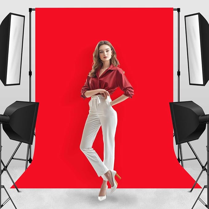 Photo Backdrop Red Background Cloth Professional Photography 6x9ft Seamless Design to Eliminate Wrinkles Wedding Luxury Theme Decoration Art Exhibition Gallery Display
