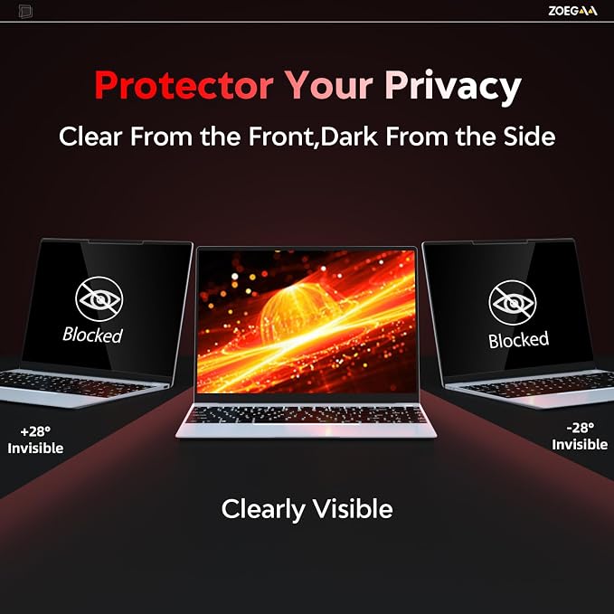 ZOEGAA Laptop Privacy Screen 13.3 Inch 16:9,Magnetic Removable Anti-Glare Blue Light Blocking Laptop Privacy Screen, Compatible with Dell/Lenovo/HP/Huawei/Acer/Asus