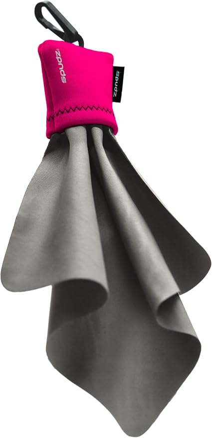 SPUDZ Classic Microfiber Lens Cleaner – Clip-On Pouch, Washable – for Binoculars, Scopes, Glasses, Screens | Classic | Pink, 6 x 6 Inch (2-Pack)