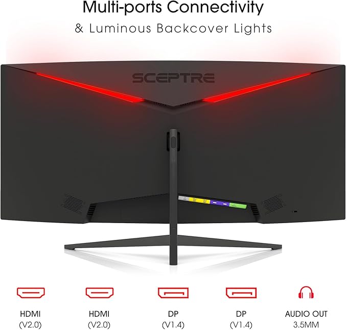 Sceptre Prime Curved 30-inch Gaming Monitor 200+Hz FreeSync Build-in Speakers 2560 x 1080p HDMI DP Machine Black 2026 (C305B-200UN Series)