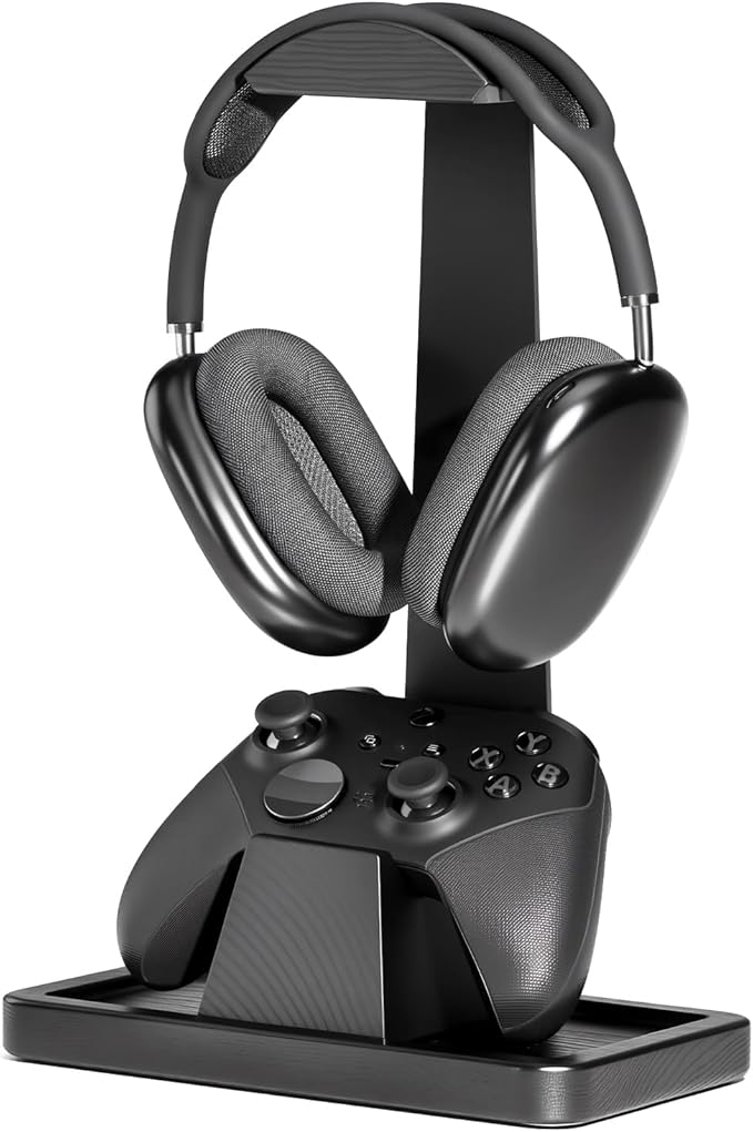 UPERGO Solid Wood Gaming Headset Stand with Controller Holder - Creative Gift for Teens, Boyfriends, Brothers, and Gamers - Desktop Organization and Decoration