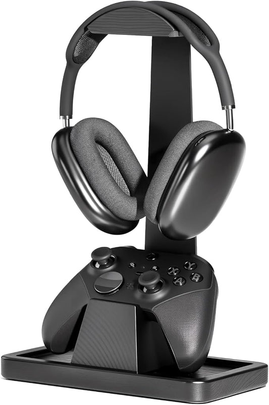 UPERGO Solid Wood Gaming Headset Stand with Controller Holder - Creative Gift for Teens, Boyfriends, Brothers, and Gamers - Desktop Organization and Decoration