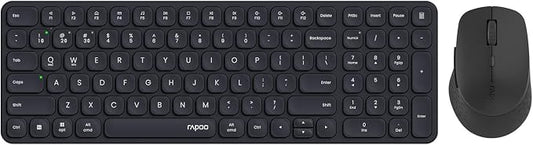 Rapoo Wireless Keyboard and Mouse Combo, Blade-Series E9310M 99-Key Ultra-Thin Keyboard and M300G Silent Mouse, Support 4 Devices, Quiet, Compact, Battery Powered, for Windows/Mac/Linux/Chrome