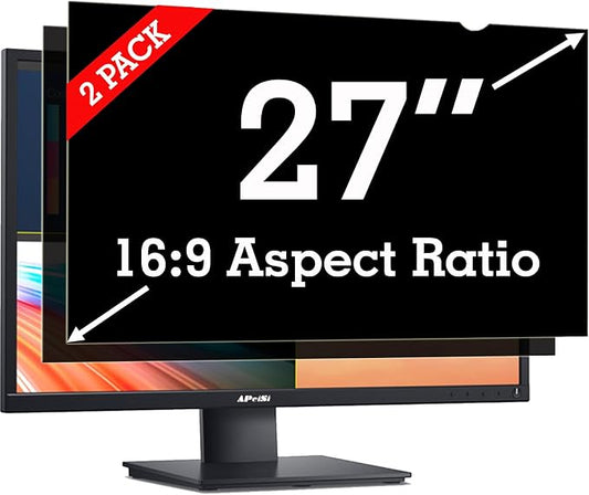 [2 Pack 27 Inch Privacy Screen Filter for Widescreen 16:9 Monitor | Privacy Shield | Anti-Glare | Anti-Blue light | Eye Protection | Anti-SPY | Computer Security Private Filter Protector