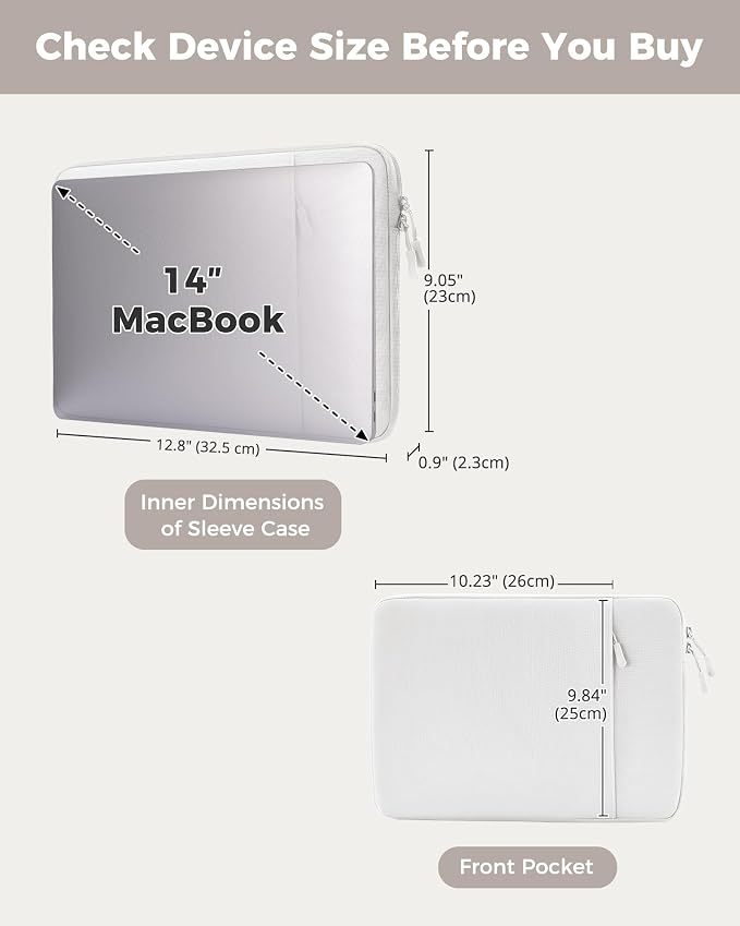 ProCase Laptop Sleeve 14" for MacBook Pro 14-Inch M5/M4/M3/M2/M1 Pro/Max 2026-2021, Computer Case Also Compatible with 14" HP Dell ASUS Lenovo Acer Chromebook -Silver