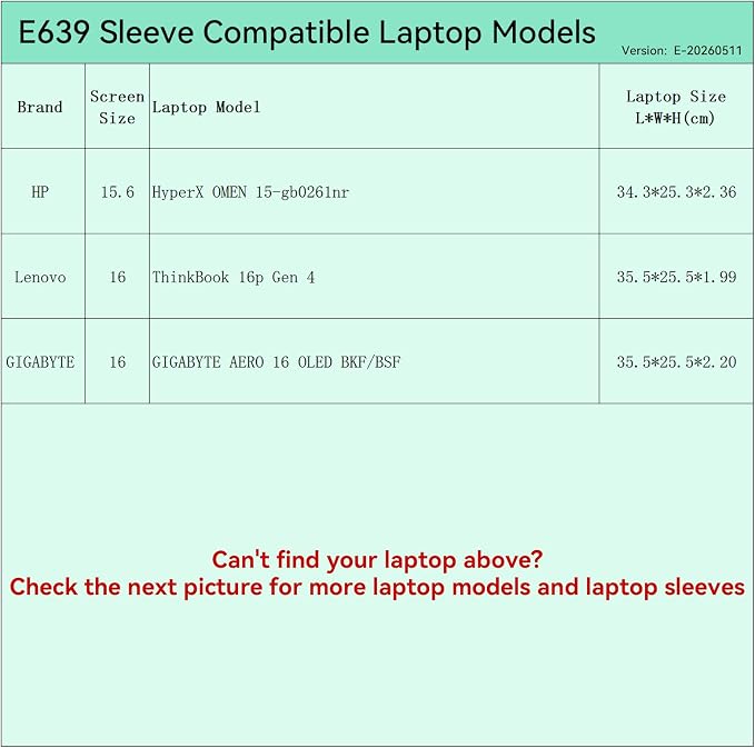 Smatree Elite Laptop Sleeve for 15.3-16 inch HP HyperX OMEN 15-gb0261nr, Lenovo ThinkBook 16p Gen 4, GIGABYTE AERO 16 OLED BKF/BSF, Protective Laptop Case with Pocket(E639)