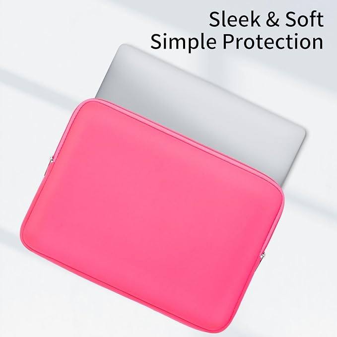 RAINYEAR 13 Inch Laptop Sleeve Case with Accessories Pouch, Compatible with 13.3" MacBook Air/Pro M1 M2 M3 M4 M5 A3449 A3240 A3113 A2681 A2338 (Bright Pink)