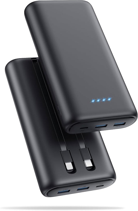 Ekrist Upgraded Portable Charger 40800mAh Power Bank - Portable Battery with 2 Built in Cables,PD 25W USB C Fast Charging Battery Pack Compatible with iPhone 17 16 15 14 13 Android Phone etc-Black