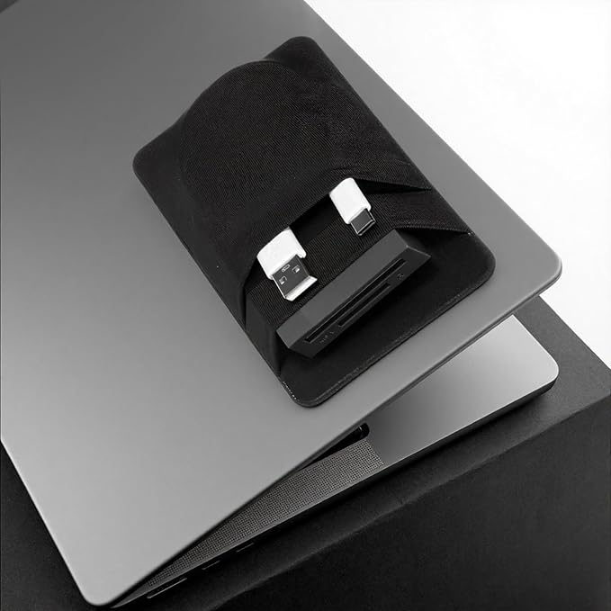 Slim Mouse Holder for Laptop, Universal Stick-On Mouse Pouches with Reusable Adhesive, Portable Hard Drive Sleeve Mouse Storage Bags for Computer Office Home