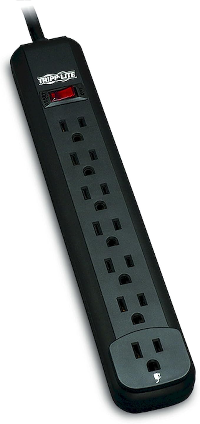 Tripp Lite 7 Outlet Home & Office Power Strip, 12ft Cord with 5-15P Plug (PS712B) Black