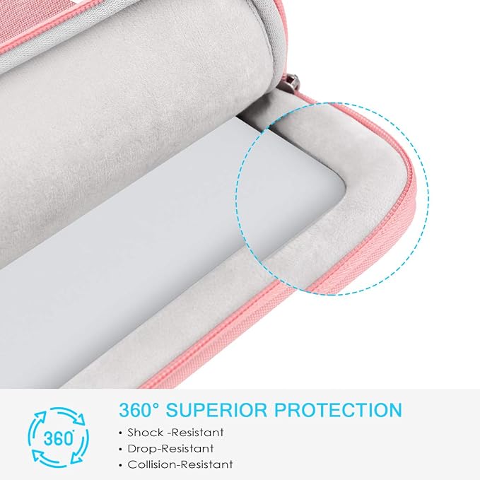 Lacdo 360° Protective Laptop Sleeve Case for 13 inch New MacBook Air M5 A3449 (2026), M4 A3240 2025, M3 A3113, M2 A2681, M1 A2337 | 13 inch New MacBook Neo A18 Pro A3404 (2026) Computer Bag, Peach