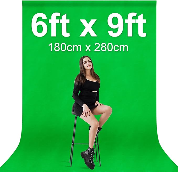 EMART Rolling Backdrop Stand with Wheels with 6 x 9 Ft Green Screen Backdrop