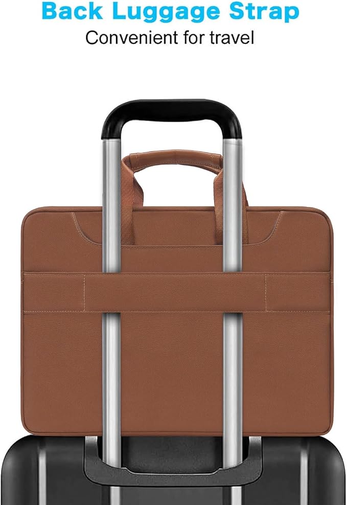 MOSISO 360 Protective Laptop Bag 15.6 inch, 15-16 inch Computer Bag Compatible with MacBook Air 15 inch/Pro 16 inch, HP,Dell,Lenovo,Asus,Notebook, Laptop Carrying Case with Strap&Handle, Caramel Brown