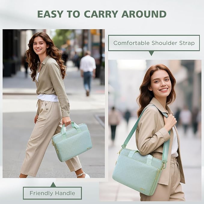 KIZUNA Laptop Sleeve Case 15.6 Inch Computer Shoulder Bag for for MacBook Air 15 M2/MacBook Pro M1 M2 Max/16 Lenovo Legion Slim 5i Gen 8/16" IdeaPad Slim 5/Gaming 3i/HP Envy x360 15/Dell XPS 15,Green