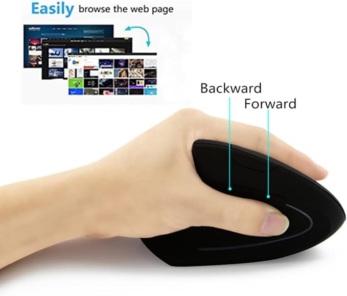 Left Handed Mouse, Ergonomic 2.4GHz Vertical Optical Wireless Mouse with USB Receiver DPI (800/1200/1600) for PC Computer Laptop Macbooks,Cordless Mice Specially for Lefty Left-handers(black)