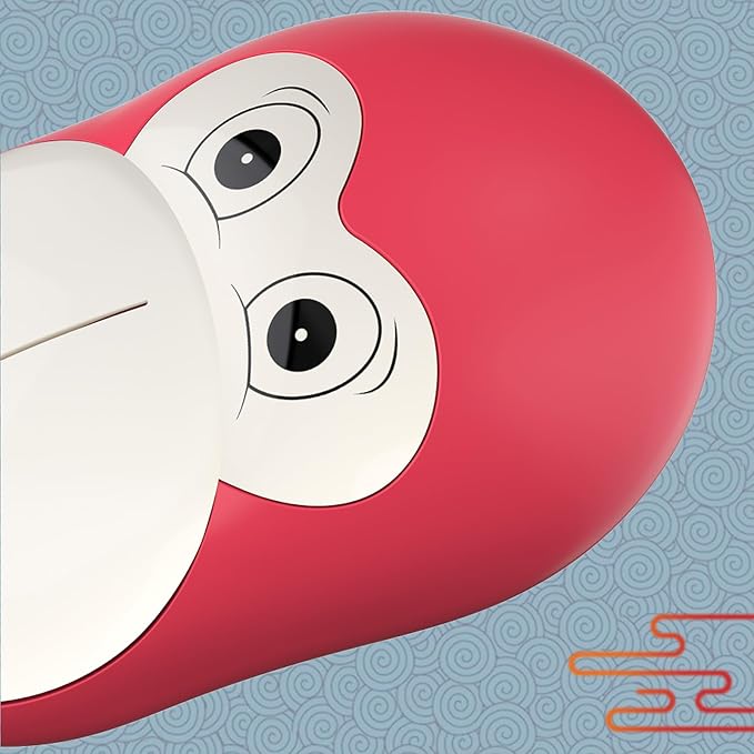 Lomiluskr Cute Monkey Wireless Mouse, Silent Mice, 2.4G Wireless Mice, Candy Colors, Kawaii Mouse for Girls and Kids (Red Monkey)
