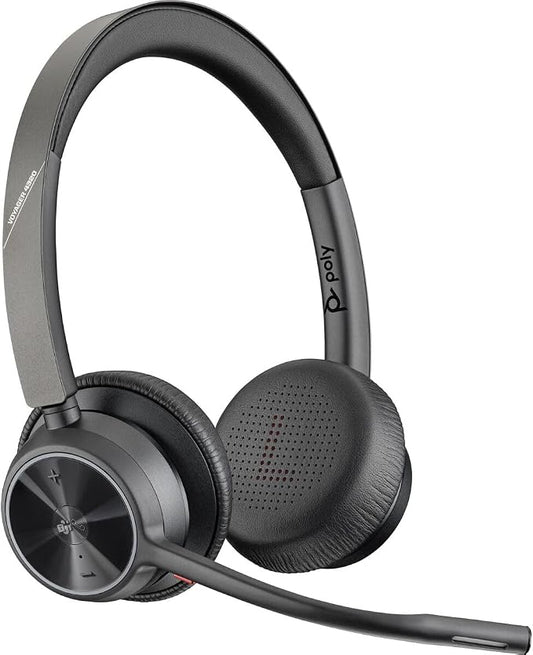 Poly - Voyager 4320 UC Wireless Headset (Plantronics) - Headphones with Boom Mic - Connect to PC/Mac via USB-C Bluetooth Adapter, Cell Phone via Bluetooth - Works with Teams (Certified), Zoom & More