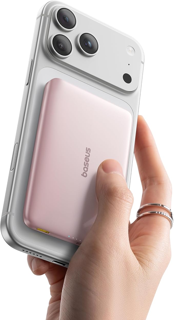 Baseus Picogo Magsafe Portable Charger, Qi2 15W 0.5" Ultra Slim 10000mAh Wireless Power Bank, 27W Fast Charging Magnetic Battery Pack with USB-C for iPhone 17 Pro Max/17 Pro/Air/16/15/14/13/12