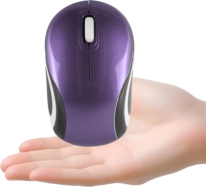 elec Space Mini Small Wireless Mouse for Kids Children 3-7 Years Old Child Size Optical Portable Mini Cordless Mice with USB Receiver for Laptop Computer (Purple)