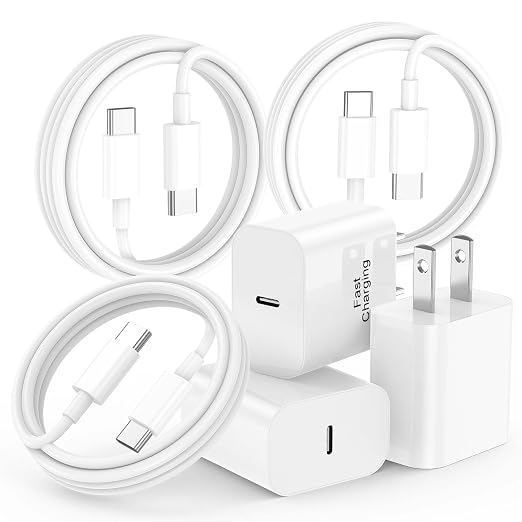 iPhone Charger Fast Charging, 3-Pack 20W Apple USB C Charger Block for iPhone 17 16 15 Charger with 60W USB C Cable Cord 6FT for iPhone 17 Pro Max/17 Air/16/15/Air/iPad/Galaxy/Pixel/Travel & Home Use