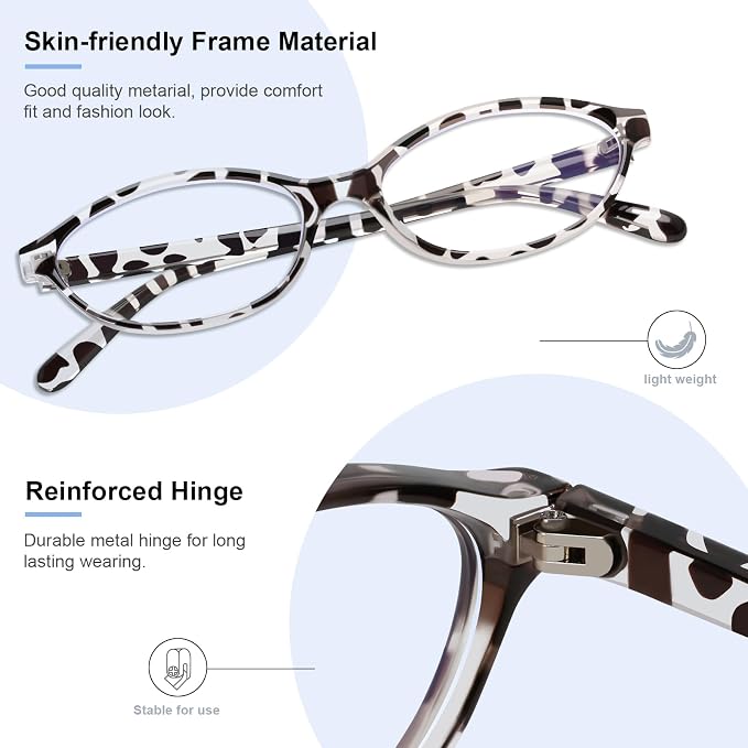 Oval Blue Light Blocking Glasses for Women Retro 90s Cat Eye Frame Glasses Computer TV Eyeglasses Anti Eyestrain
