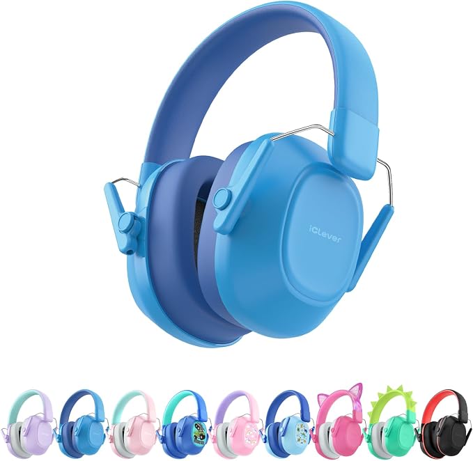 iClever Noise Cancelling Headphones for Kids Adults, SNR 29dB Safety Noise Reduction Ear Muffs for Autism Sensory &Concentration Aid, Ear Hearing Protection for Fireworks/Event/Monster Jam/Concert